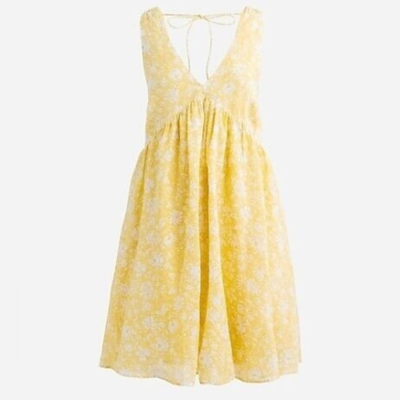 J Crew Yellow Floral V Neck Dress SZ XL - Picture 10 of 11